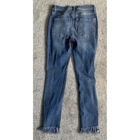 Free People Women's Distressed‎ Raw Hem Low Rise Skinny Jeans Size 25 - Picture 2 of 5